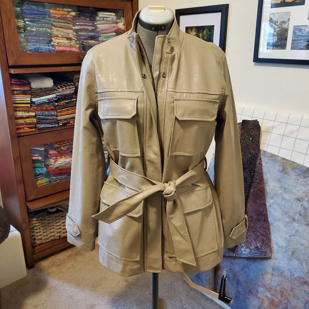 A New Day "pleather" belted jacket size Large